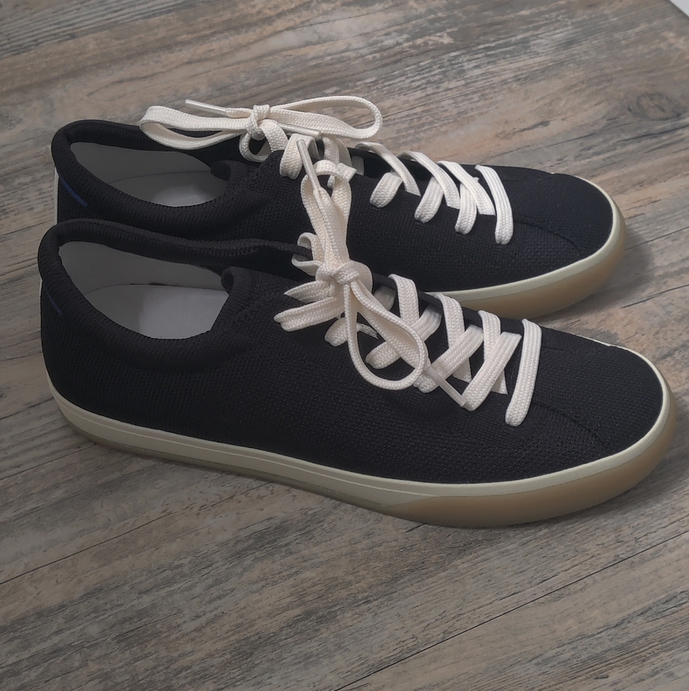 🆕 Rothy's The Lace Up Sneaker Black and Cream Sneakers